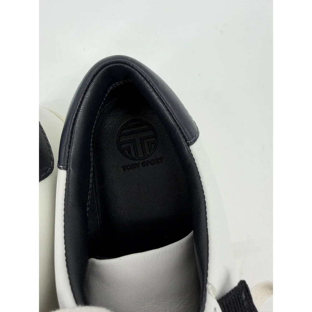 Tory Sport Ruffle Sneaker Womens 7M White Navy Leather Low Top Tennis Shoe